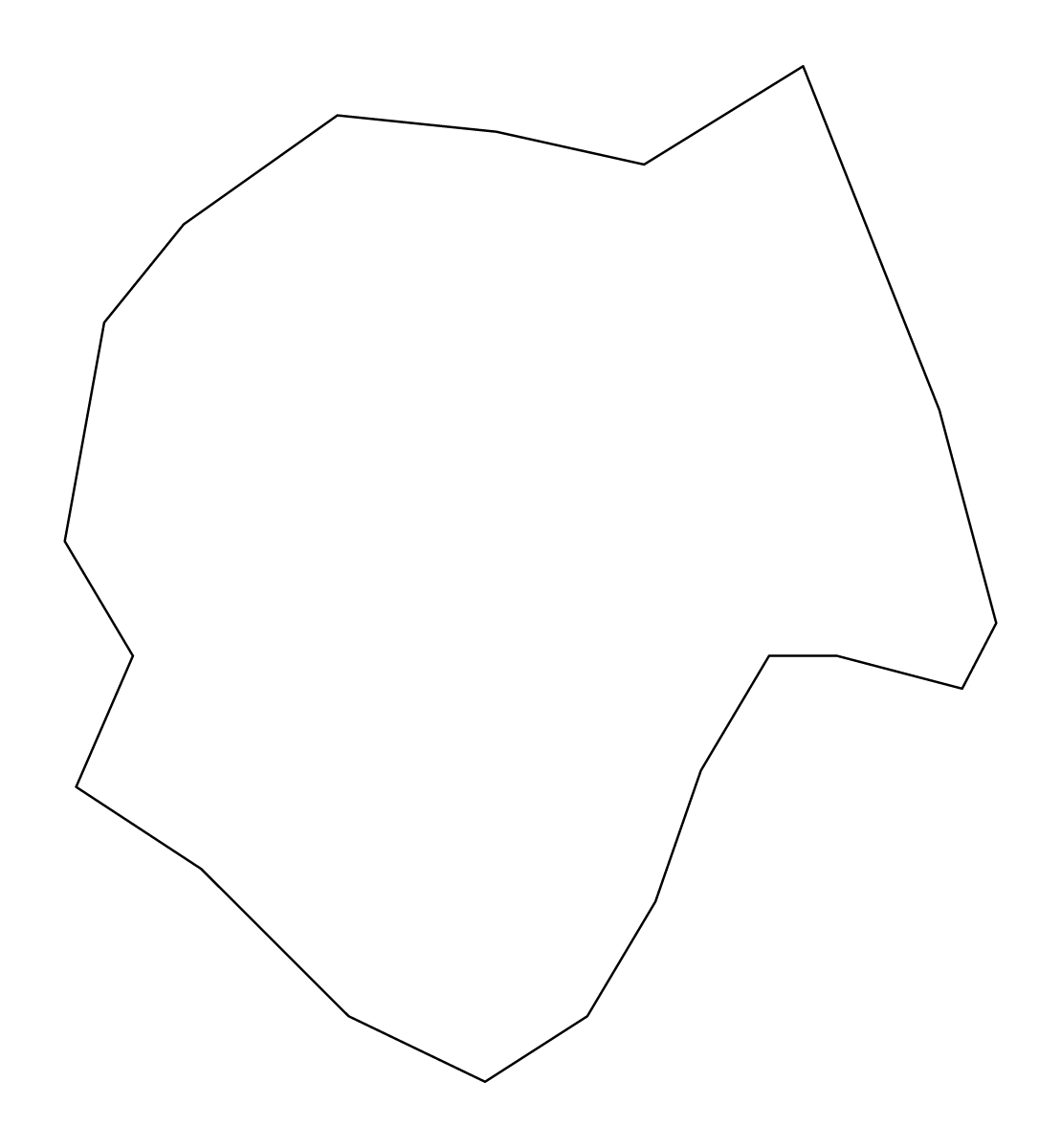 Outline map of Pécs Urban county, Hungary.