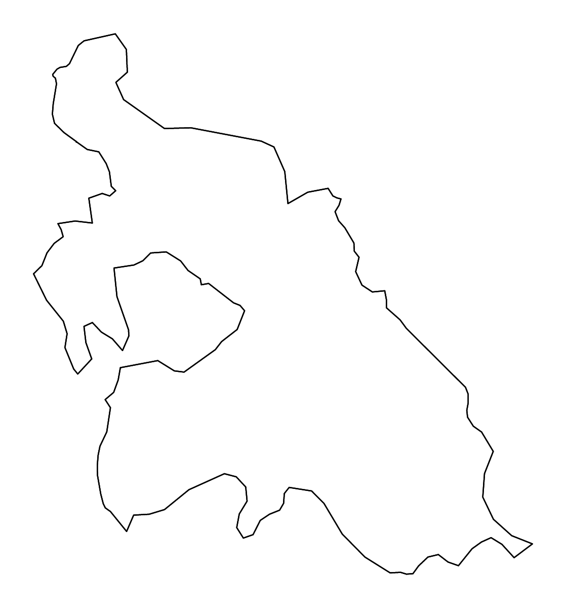 Mapa de contorno de Pest, Hungary con ríos.