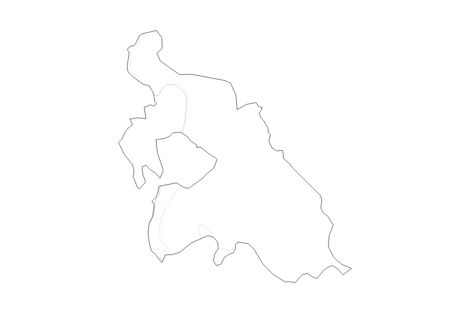 Outline map of Pest County, Hungary with subdivision borders and rivers.