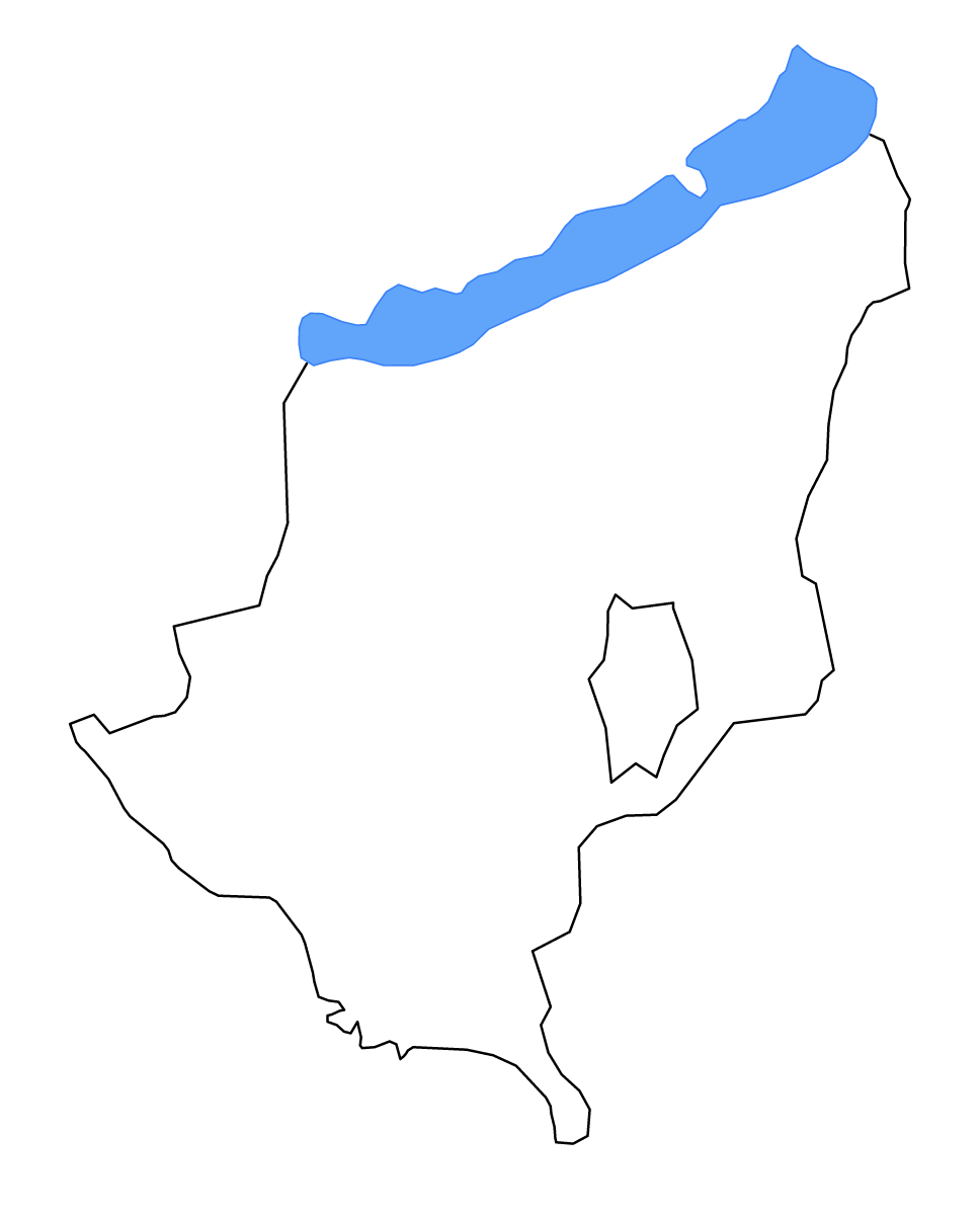 Outline map of Somogy County, Hungary with lakes and rivers.