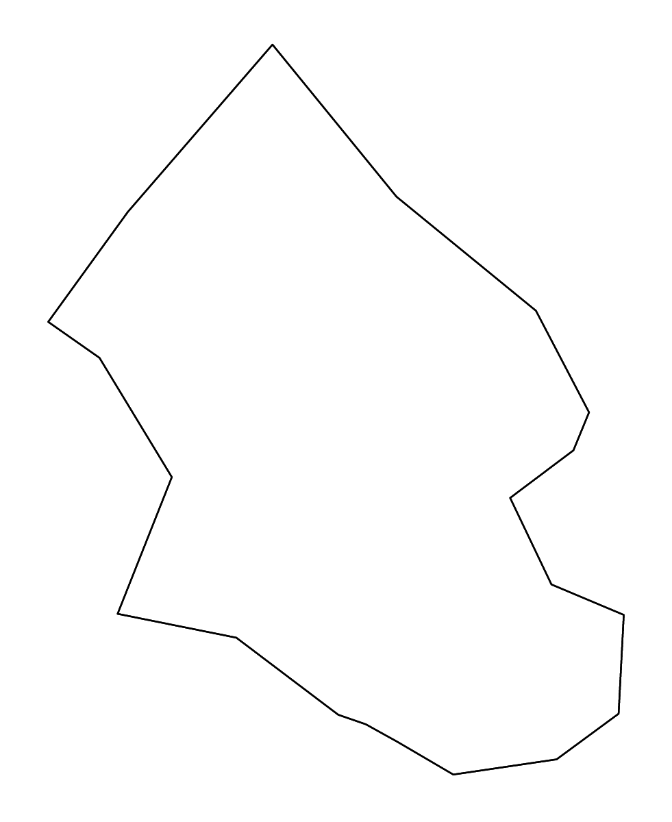Outline map of Szolnok Urban county, Hungary with rivers.