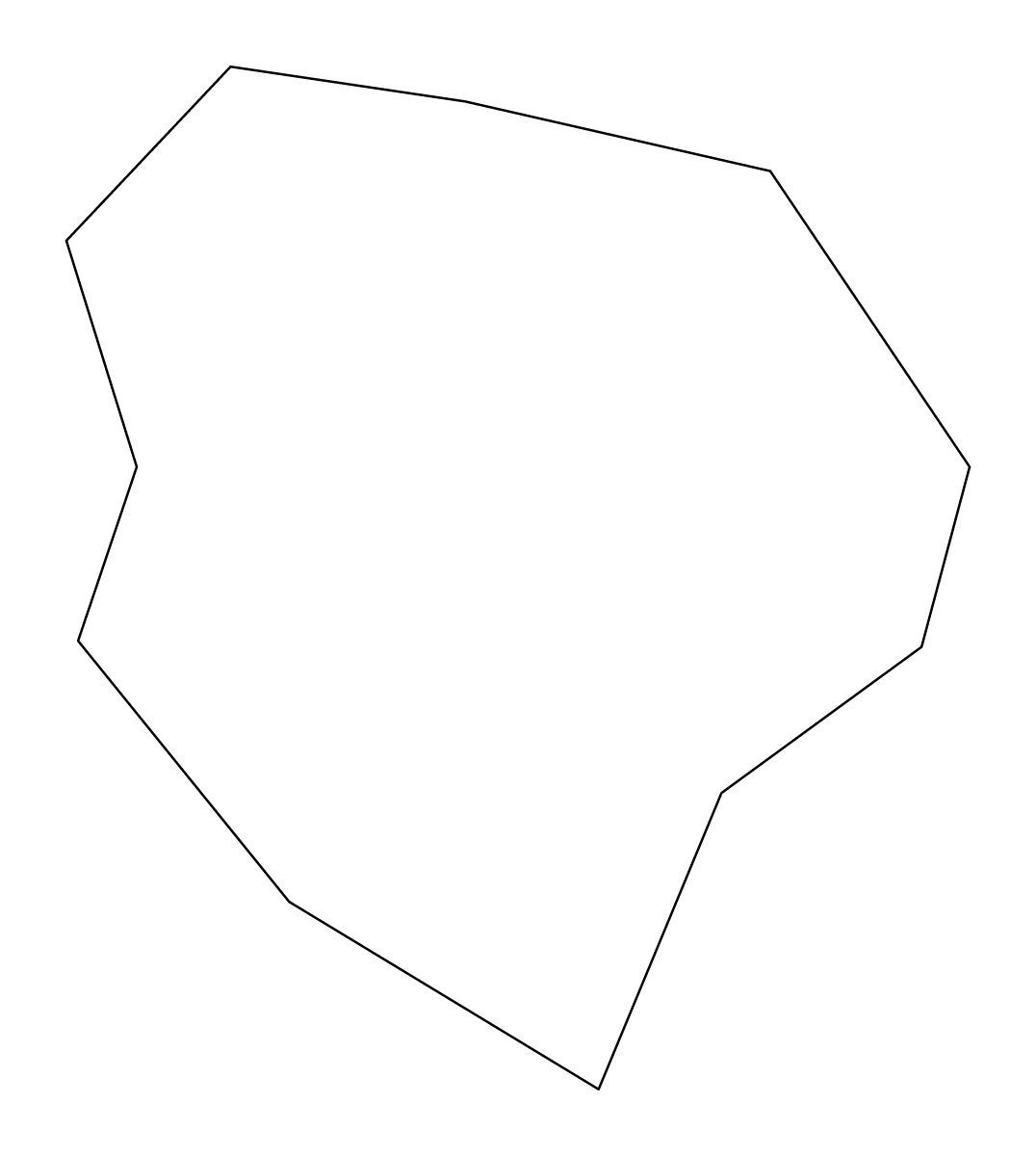 Outline map of Tatabánya Urban county, Hungary.