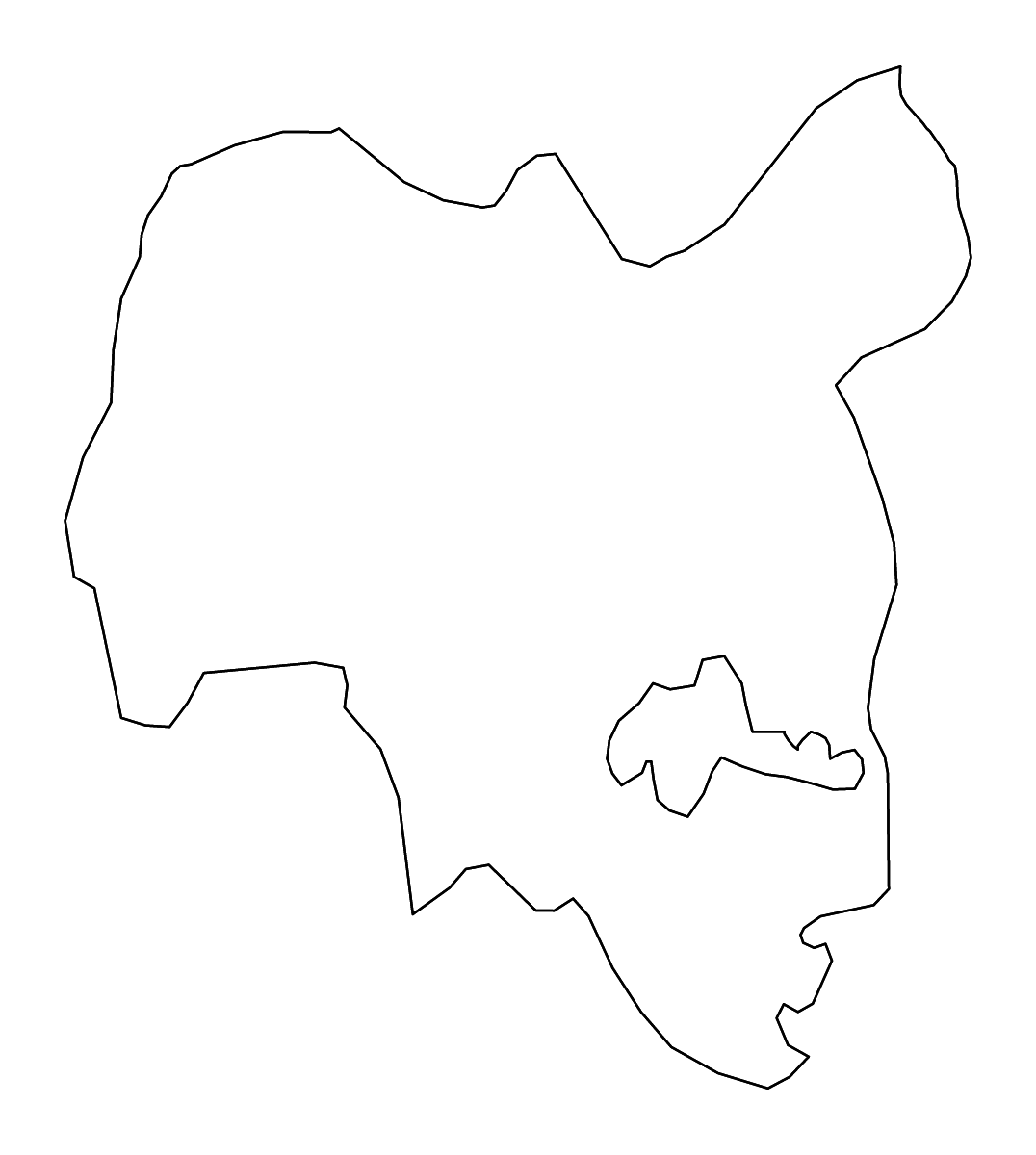 Outline map of Tolna County, Hungary with rivers.