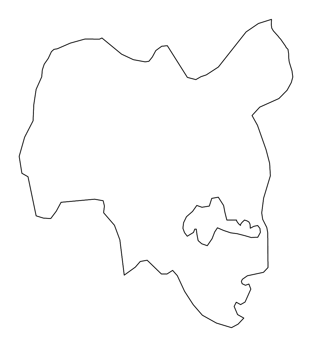 Mapa de contorno de Tolna, Hungary con ríos.