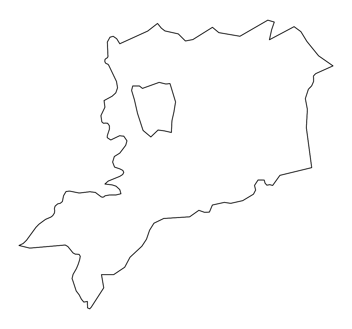 Outline map of Vas County, Hungary with rivers.