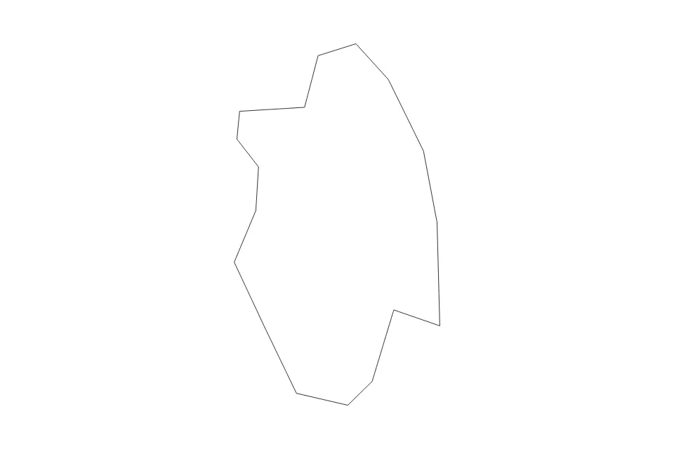 Outline map of Veszprém Urban county, Hungary with subdivision borders.