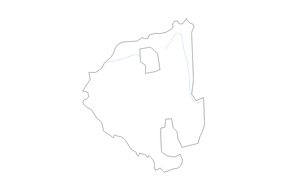Outline map of Zala County, Hungary with subdivision borders and rivers.