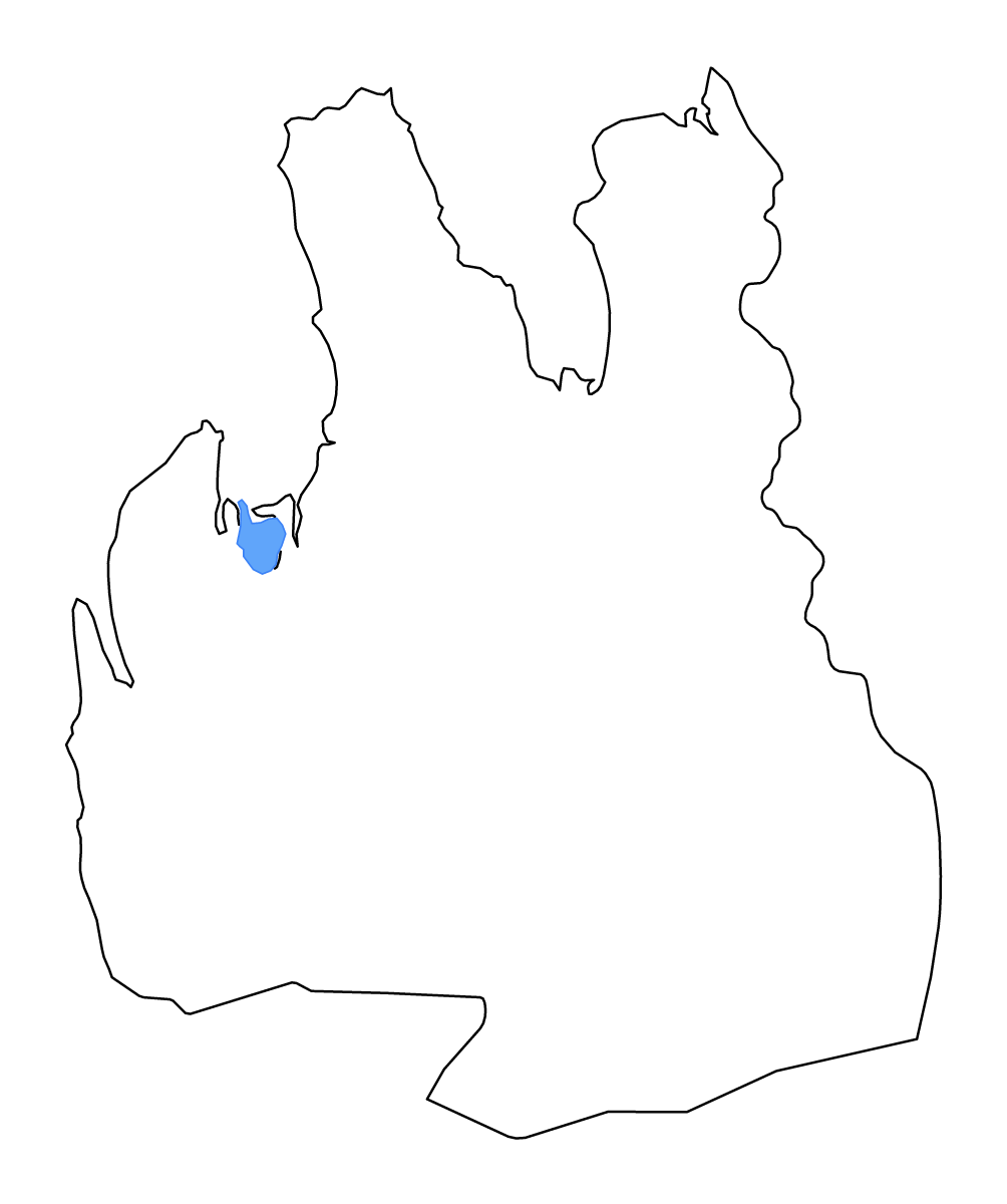 Mapa de contorno de Northwestern, Iceland con lagos y ríos.