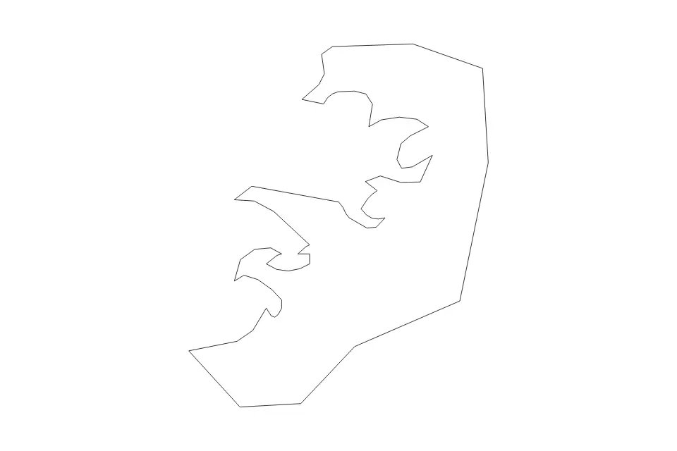 Outline map of Reykjavík, Iceland with subdivision borders.