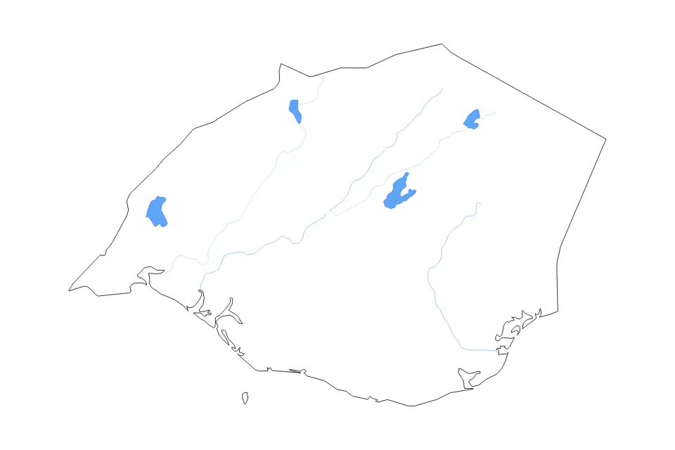 Mapa de Southern, Iceland de tipo contorno, lagos y ríos para Europa, con contorno, lagos y ríos con elementos de agua como Hvítárvatn, Þórisvatn y Hágöngulón.