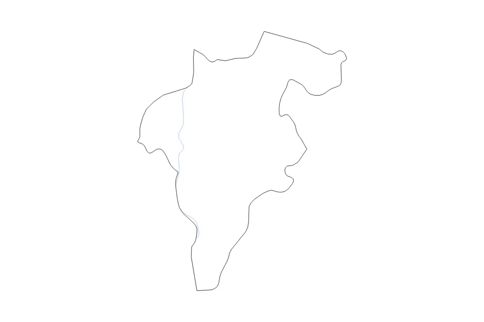 Outline map of Carlow County, Ireland with subdivision borders and rivers.