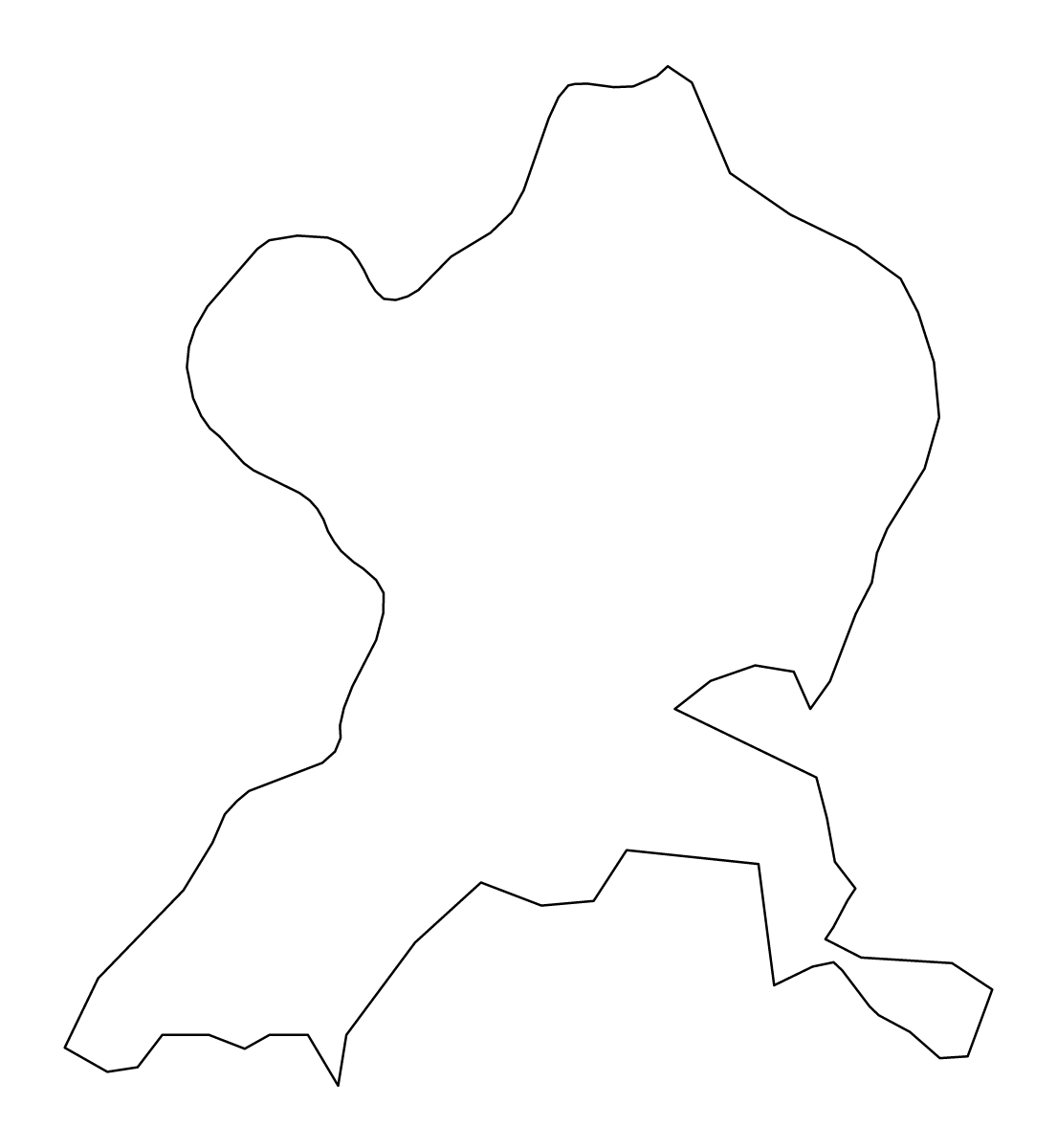 Outline map of Fingal County, Ireland.