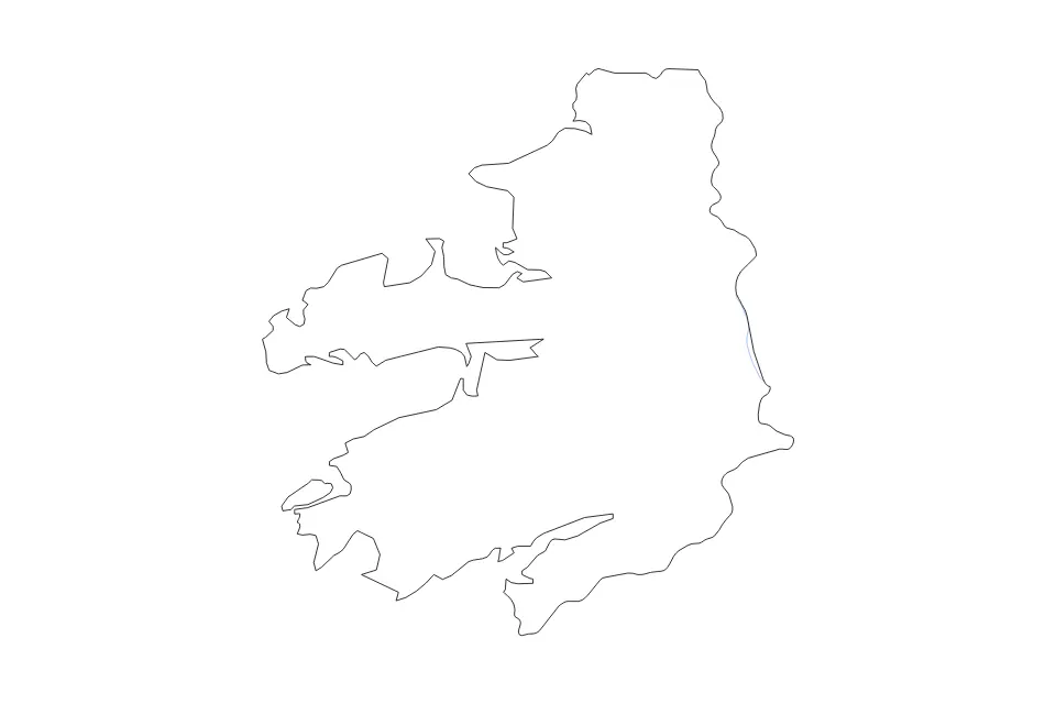 Carte de Kerry, Ireland de type contour et rivières pour Europe, montrant contour et rivières avec des limites nettes.