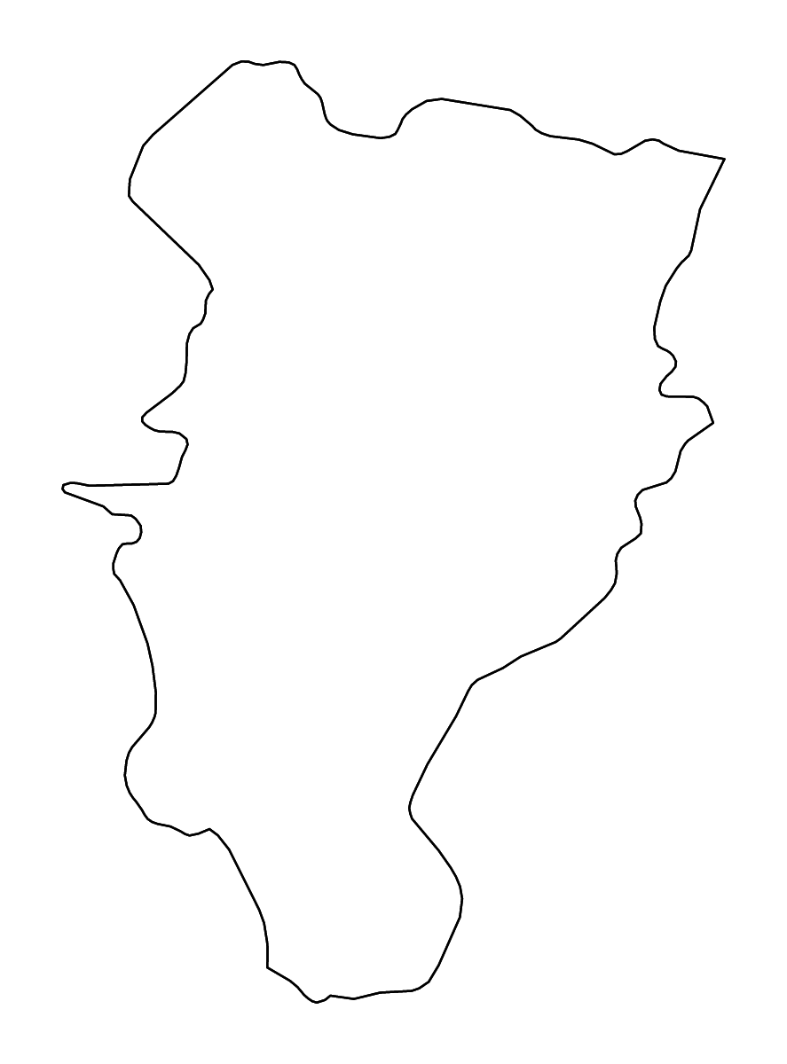 Outline map of Kildare County, Ireland with rivers.
