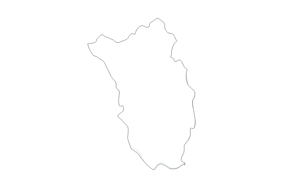 Outline map of Kilkenny County, Ireland with subdivision borders and rivers.