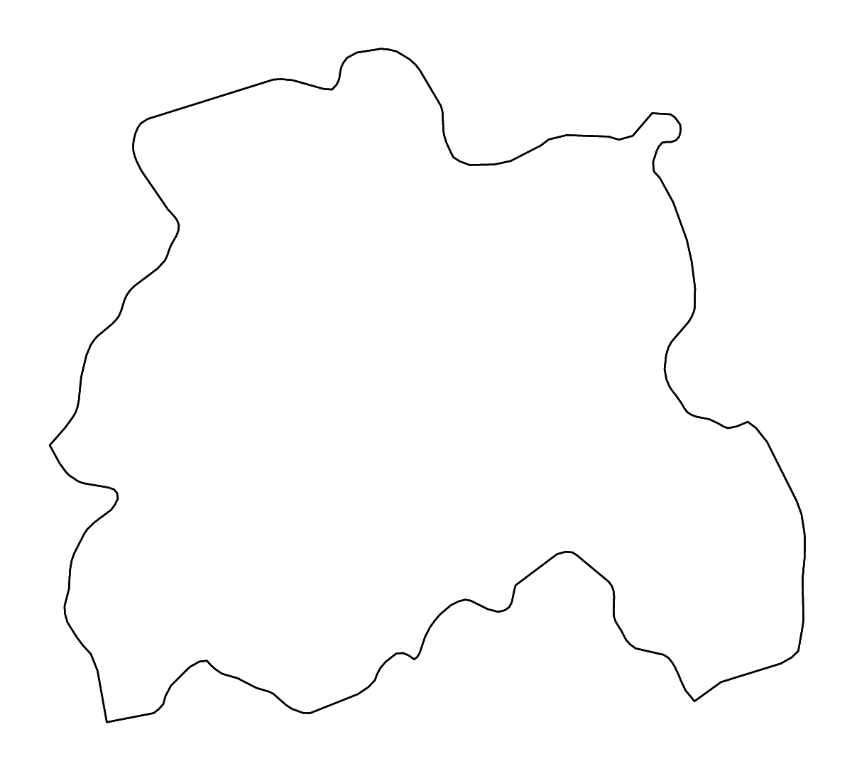 Outline map of Laois County, Ireland with rivers.