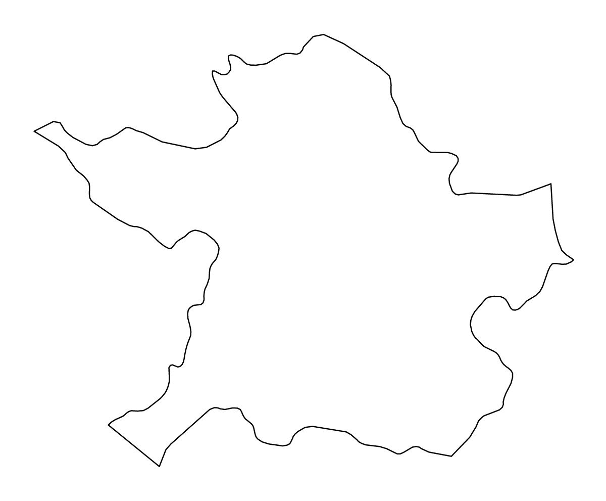 Outline map of Meath County, Ireland.