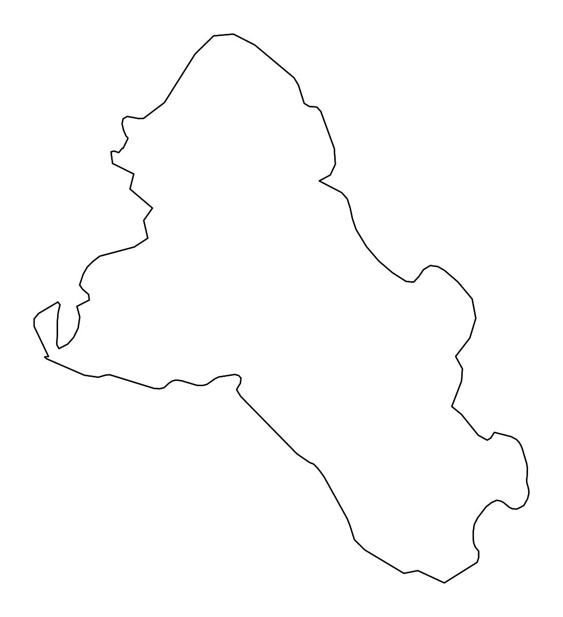 Carte de contour de Monaghan, Ireland avec rivières.