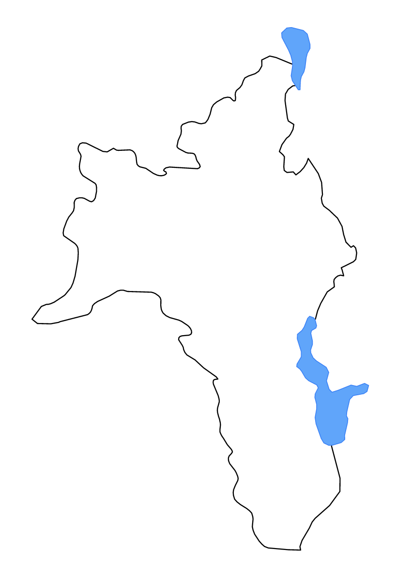 Mapa de contorno de Roscommon, Ireland con lagos y ríos.