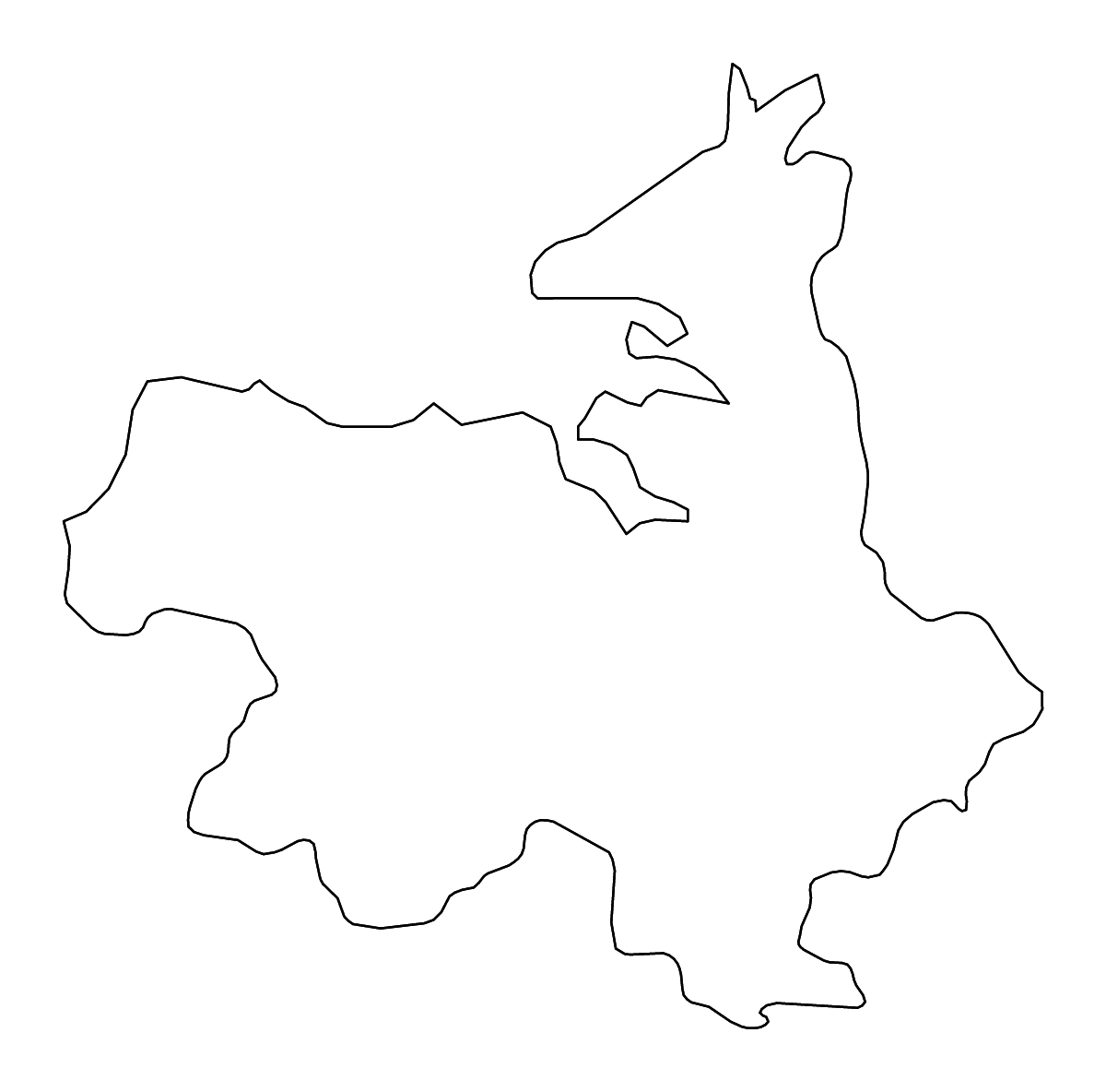 Outline map of Sligo County, Ireland with rivers.