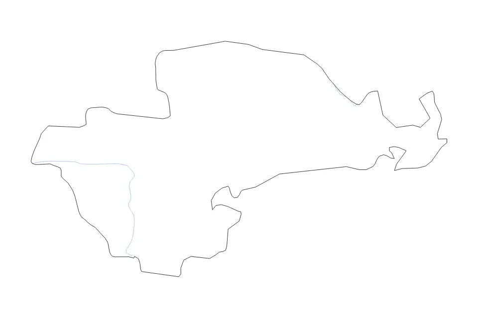 Outline map of Waterford County, Ireland with subdivision borders and rivers.