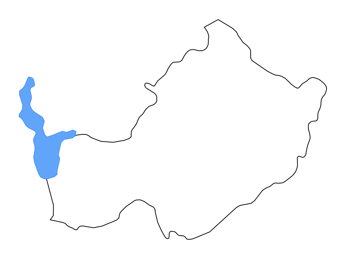 Mapa de contorno de Westmeath, Ireland con lagos y ríos.