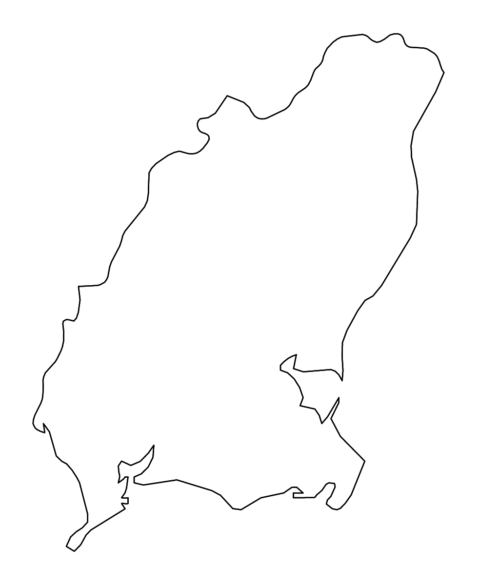 Outline map of Wexford County, Ireland with rivers.