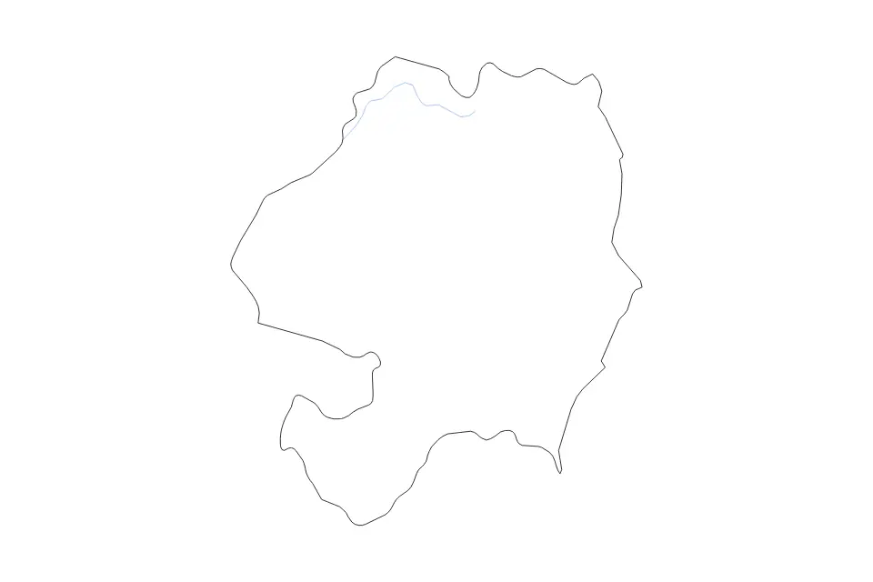 Outline map of Wicklow County, Ireland with subdivision borders and rivers.