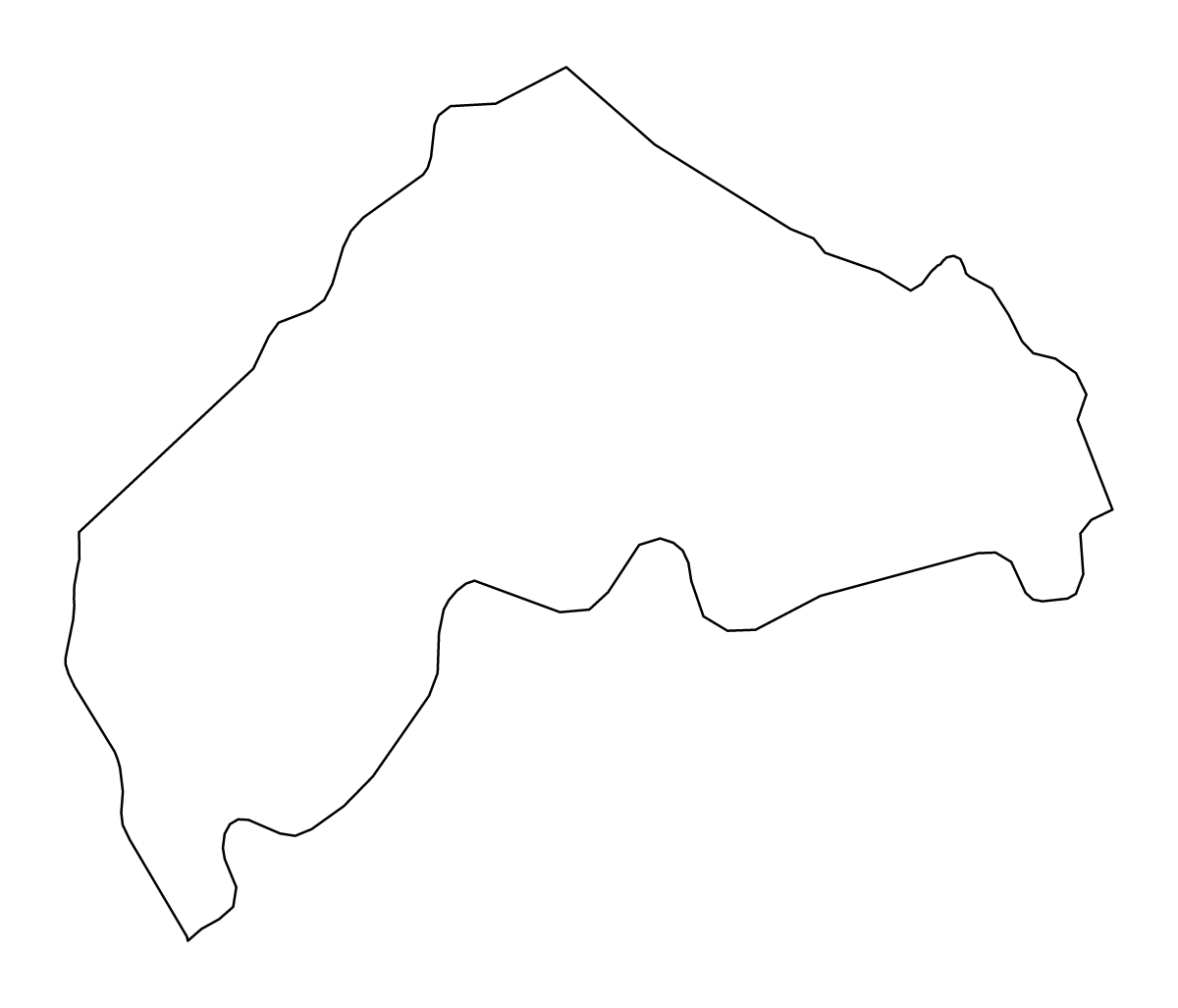 Outline map of Ancona, Italy.