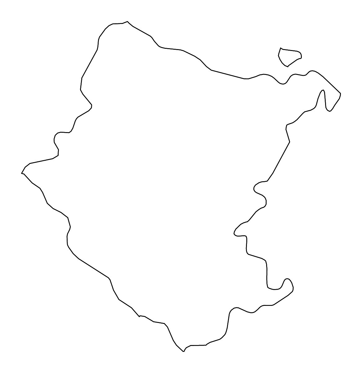 Outline map of Arezzo, Italy with rivers.