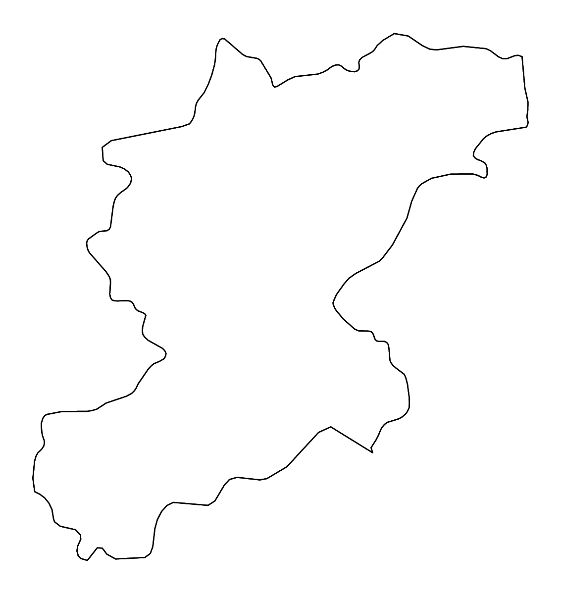 Mapa de contorno de Belluno, Italy con ríos.