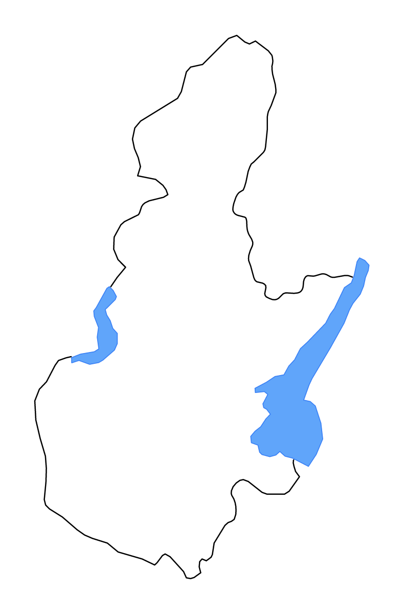 Outline map of Brescia, Italy with lakes and rivers.
