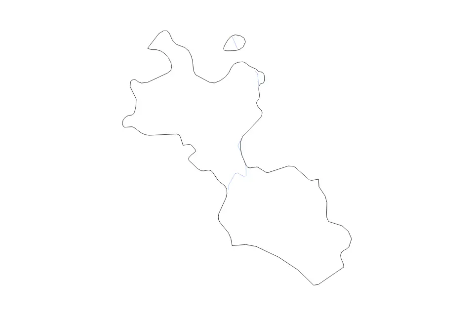 Outline map of Caltanissetta, Italy with subdivision borders and rivers.