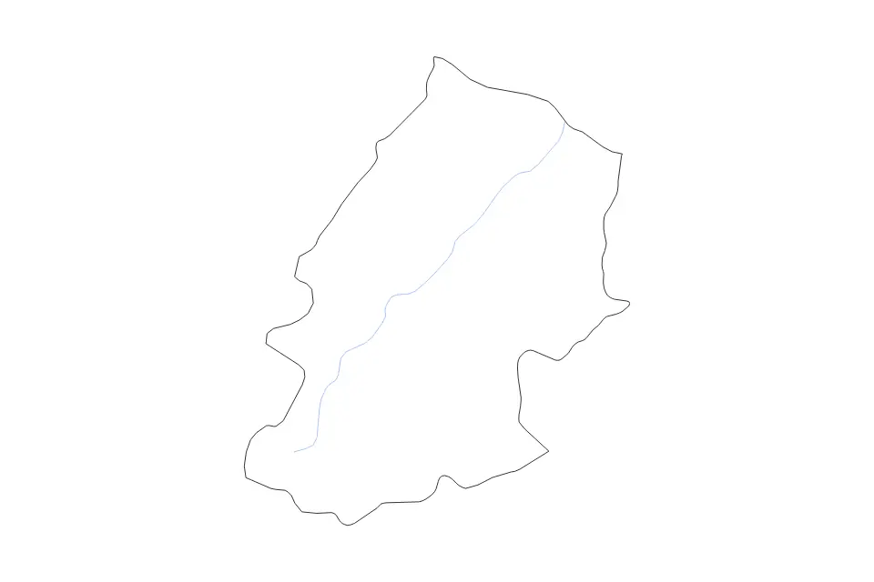 Outline map of Campobasso, Italy with subdivision borders and rivers.