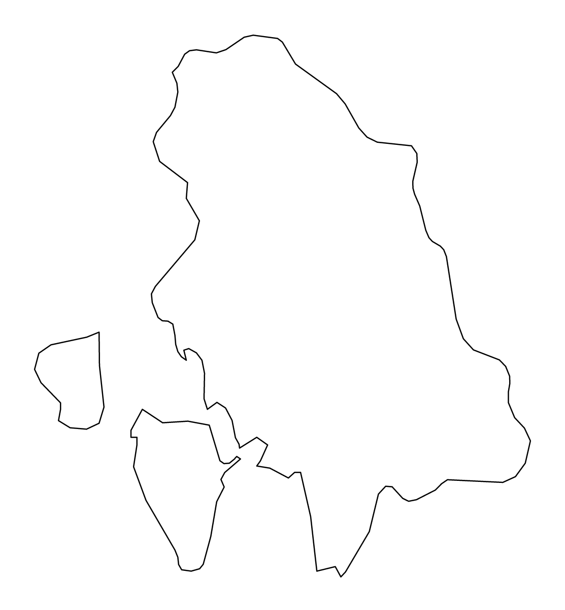 Outline map of Carbonia-Iglesias, Italy.