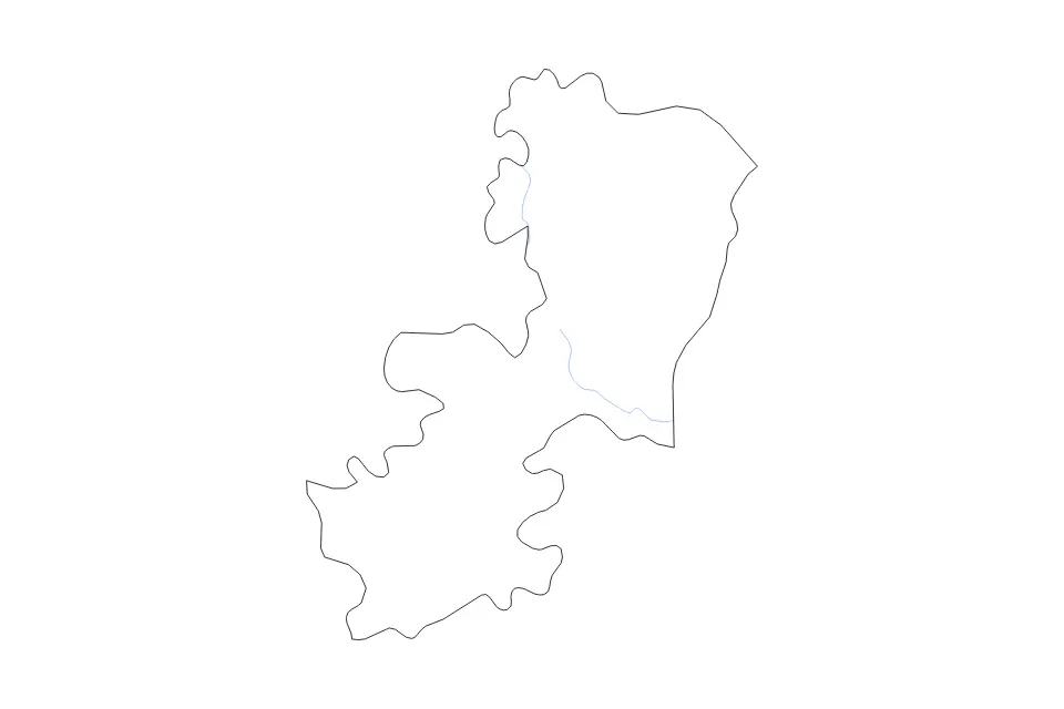 Outline map of Catania, Italy with subdivision borders and rivers.