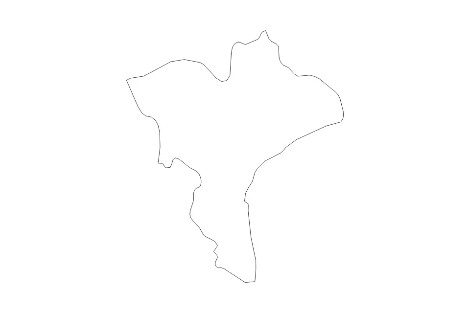 Outline map of Catanzaro, Italy with subdivision borders.