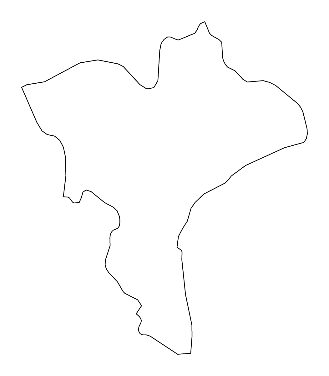 Outline map of Catanzaro, Italy.