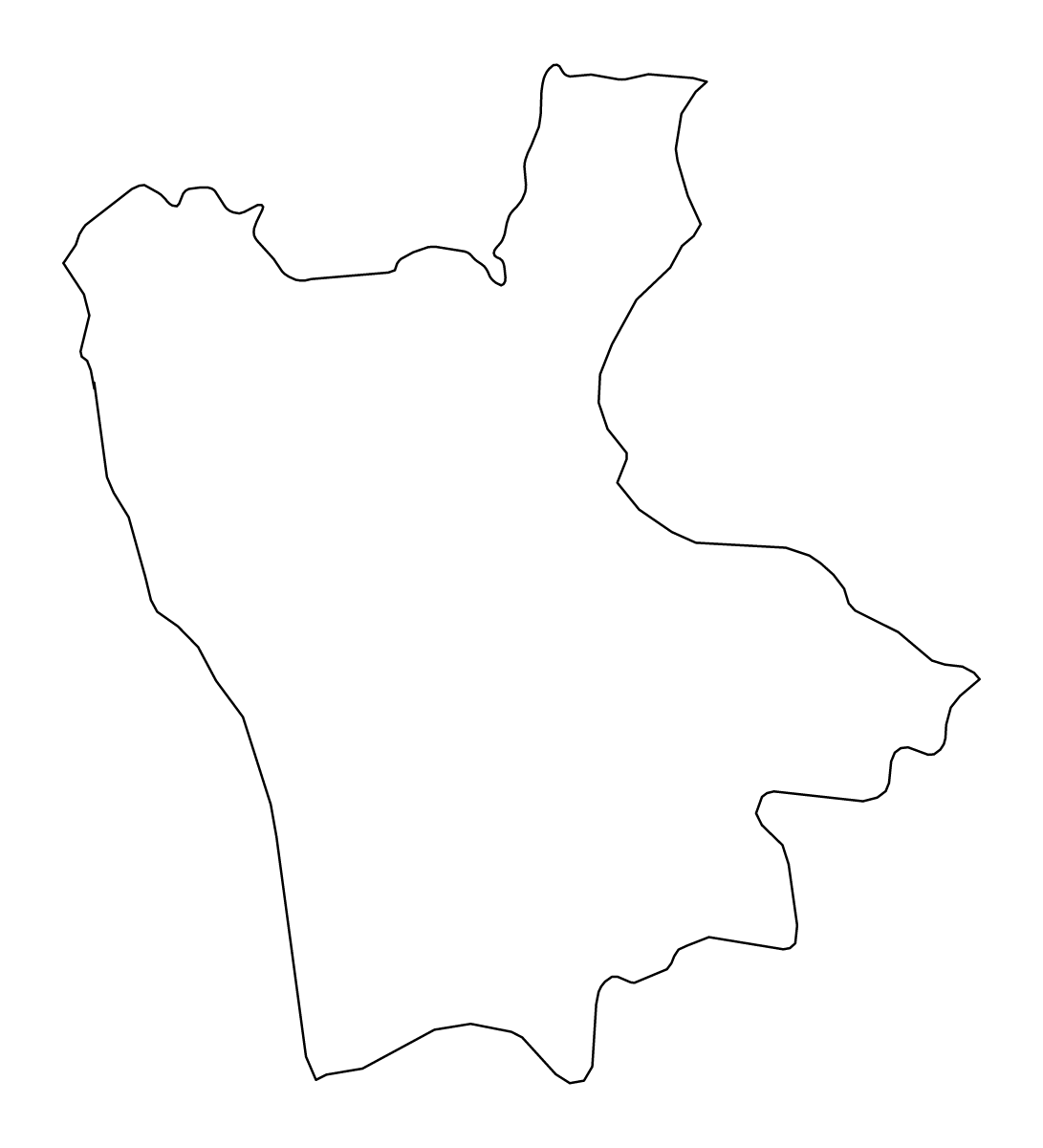 Mapa de contorno de Cosenza, Italy.