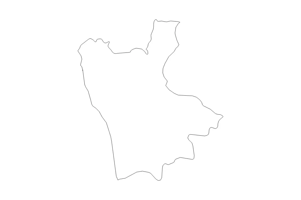 Outline map of Cosenza, Italy with subdivision borders.