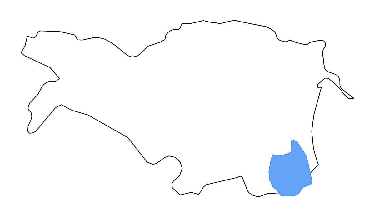 Outline map of Ferrara, Italy with lakes and rivers.