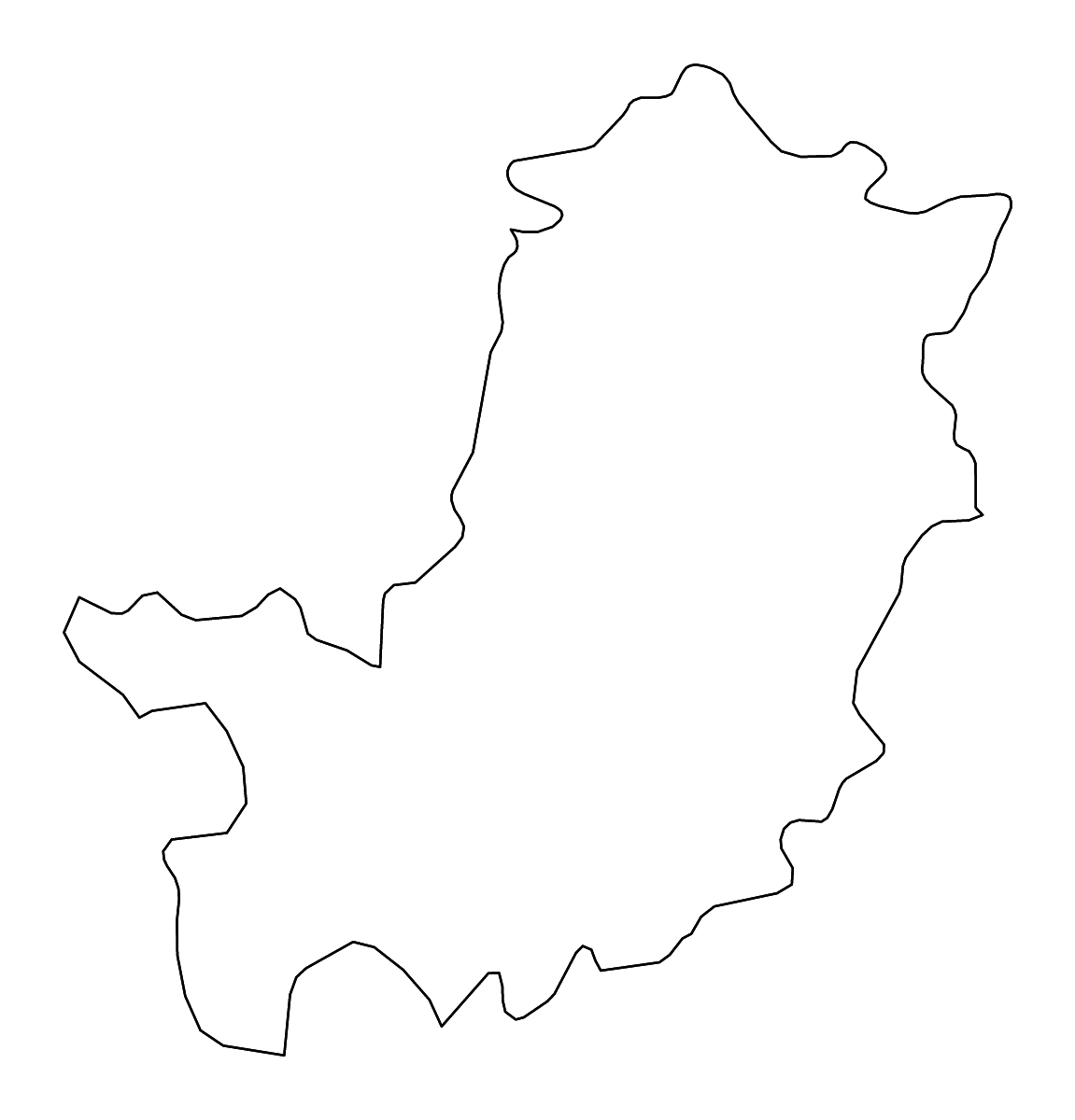 Outline map of Florence, Italy with rivers.