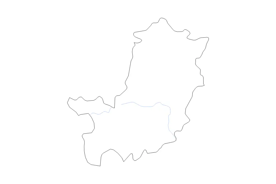 Outline map of Florence, Italy with subdivision borders and rivers.