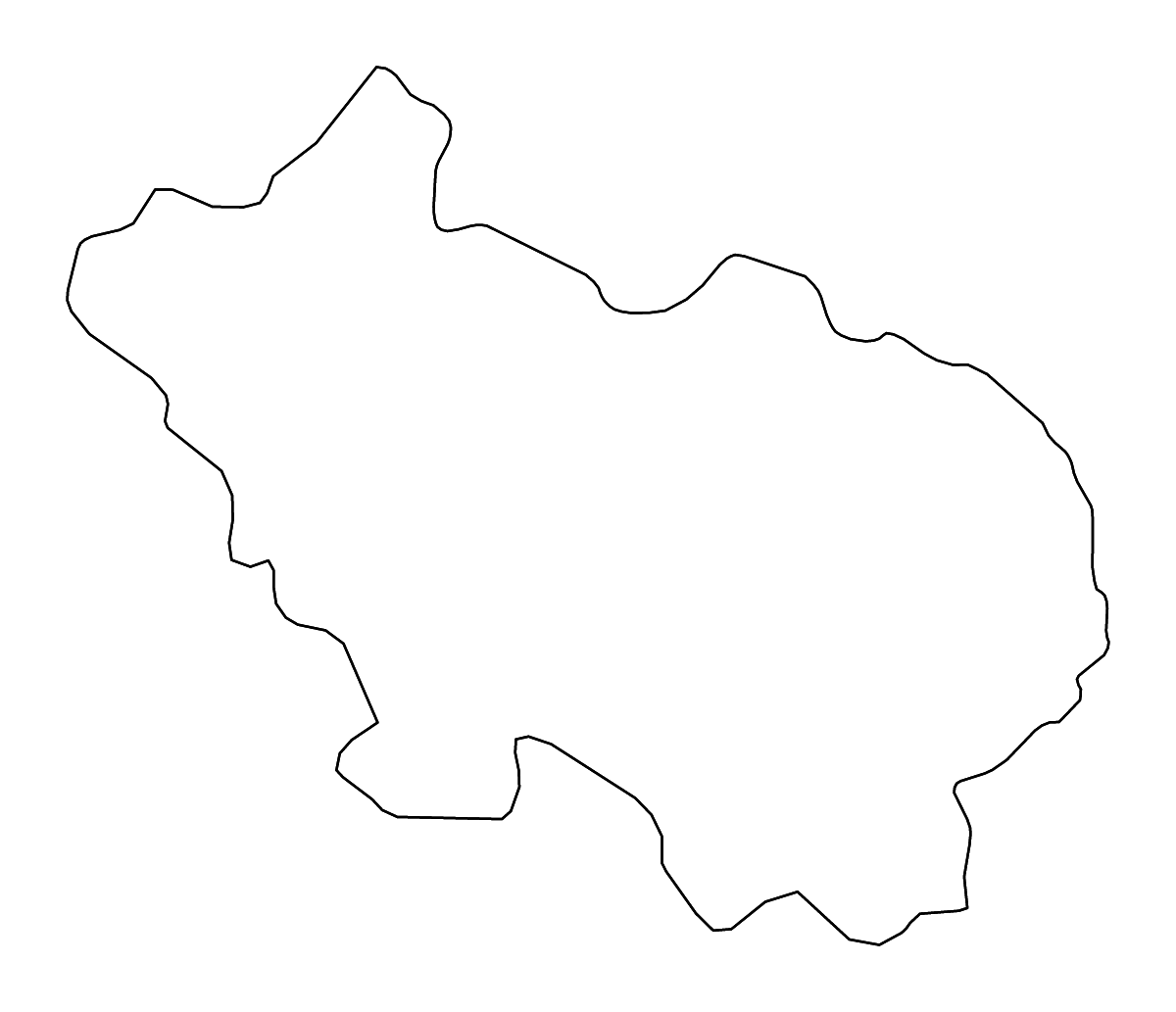 Outline map of Frosinone, Italy with rivers.