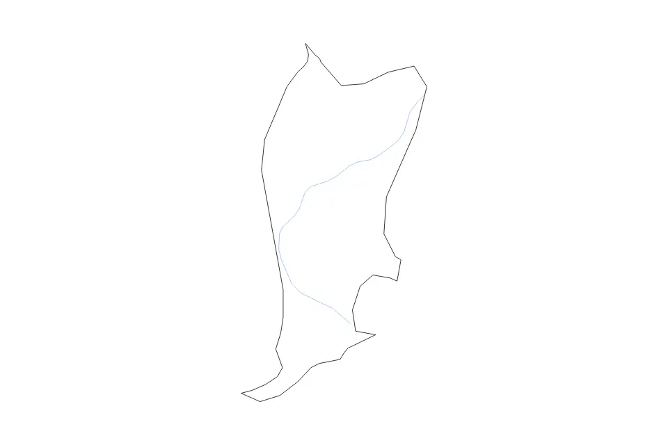 Outline map of Gorizia, Italy with subdivision borders and rivers.