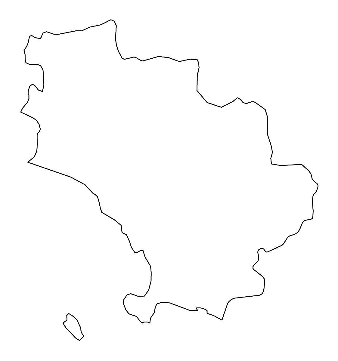Carte de contour de Grosseto, Italy avec rivières.