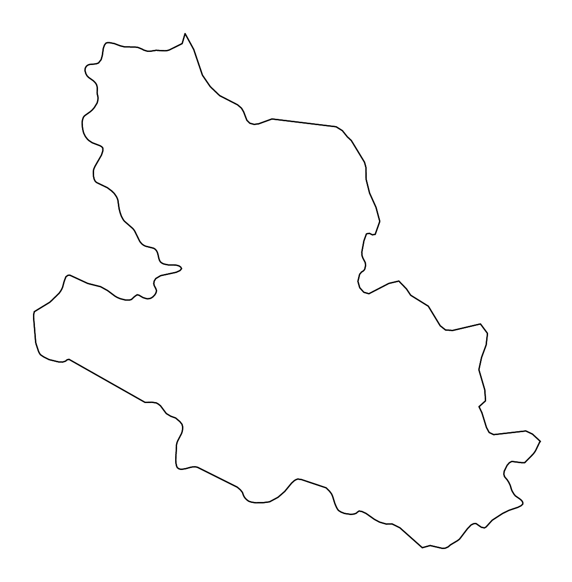 Outline map of L'Aquila, Italy with rivers.