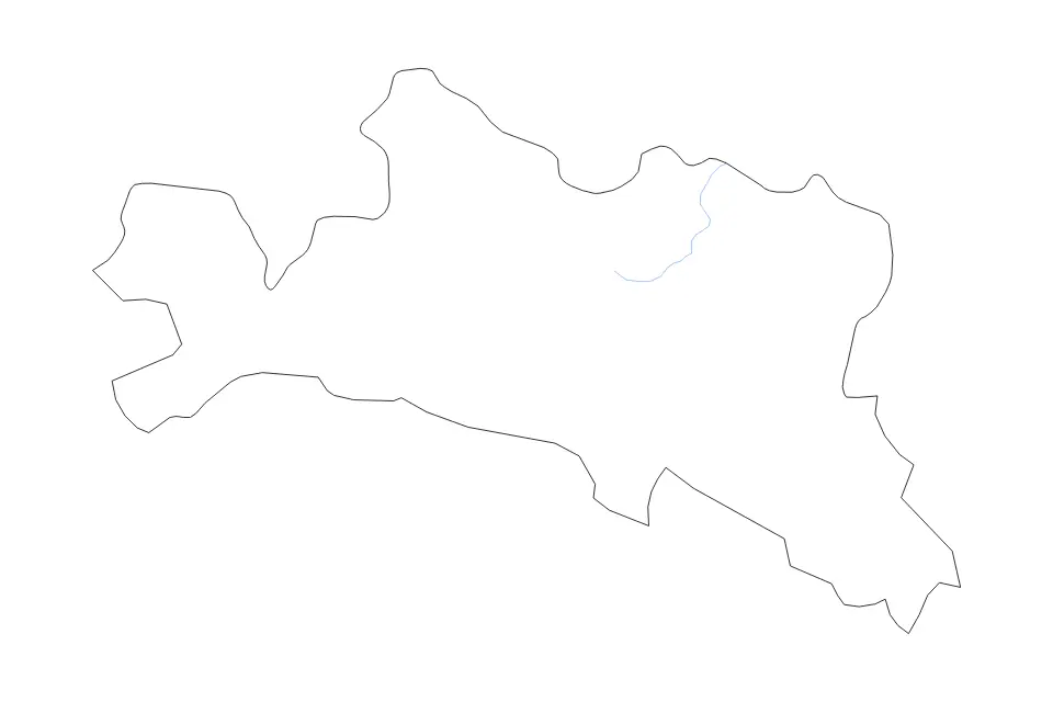 Outline map of Liguria, Italy with subdivision borders and rivers.