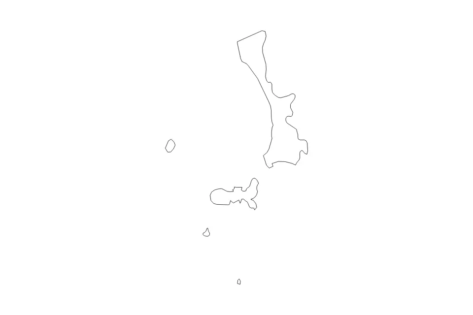 Outline map of Livorno, Italy with subdivision borders.