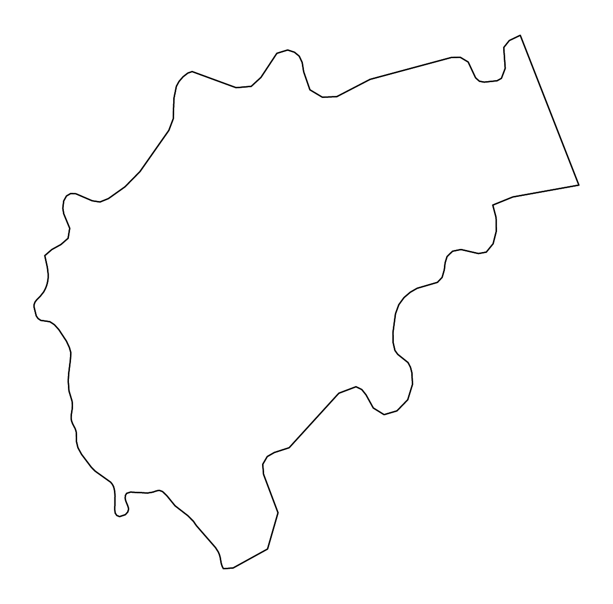 Outline map of Macerata, Italy with rivers.
